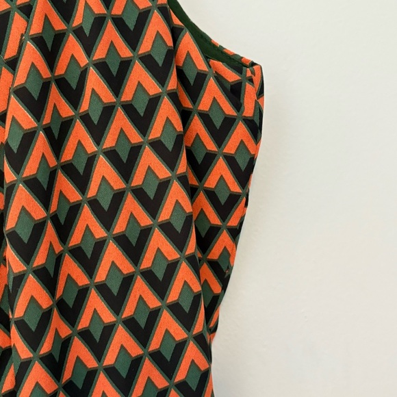Papillon Geometric Print Fit and Flare Dress Size Large Orange Sleeveless - Picture 5 of 12